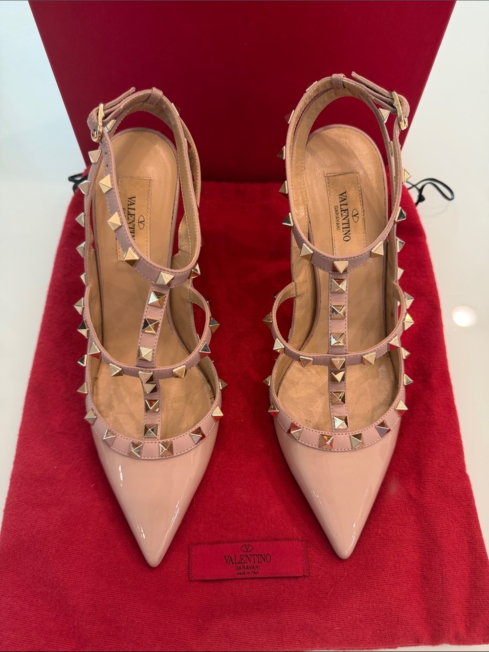 Valentino Nude Patent Leather Rockstud Strap Pumps - Picture 3 of 9